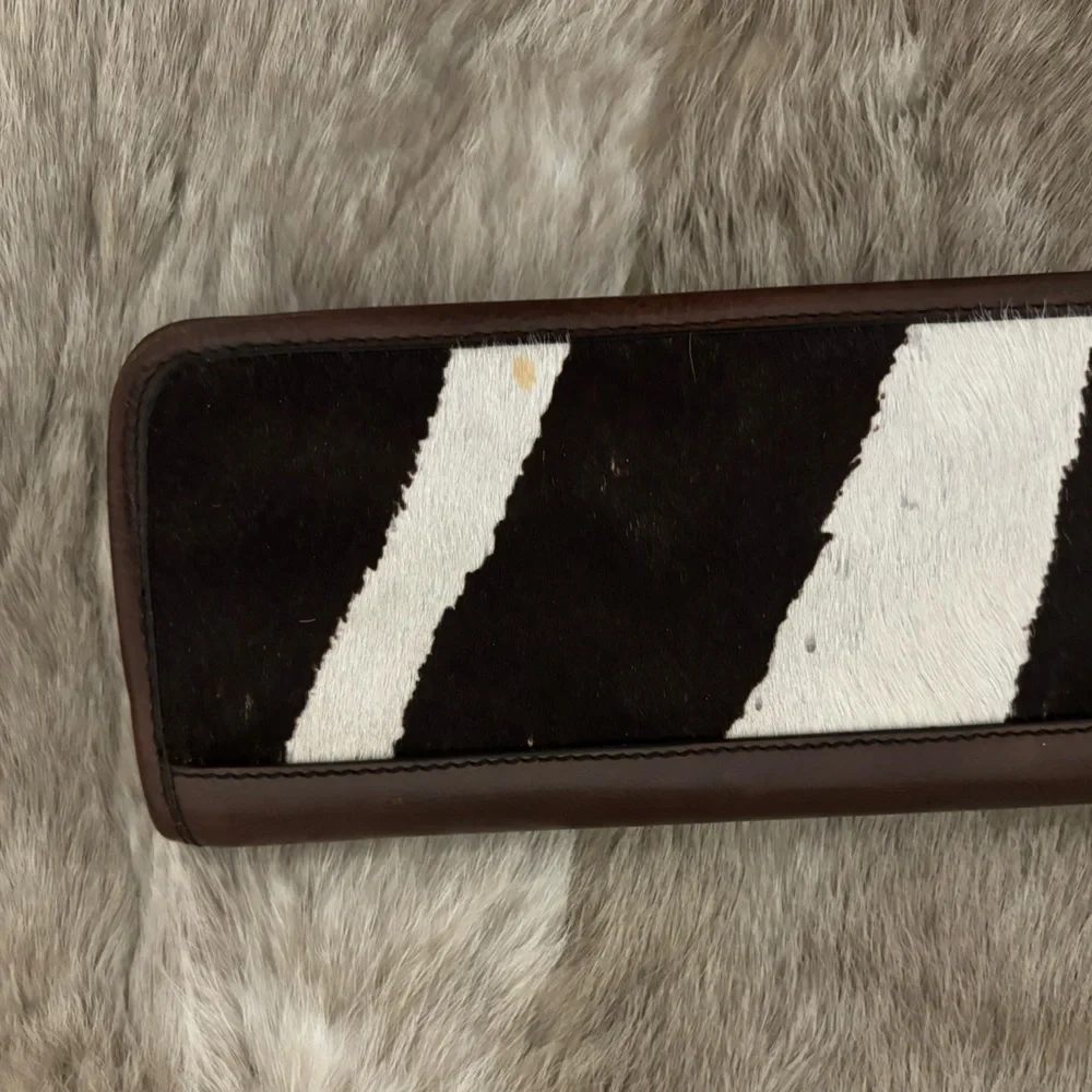 Authentic YSL Calf Hair Brown Leather Clutch Bag Yves Saint Laurent - Picture 11 of 15